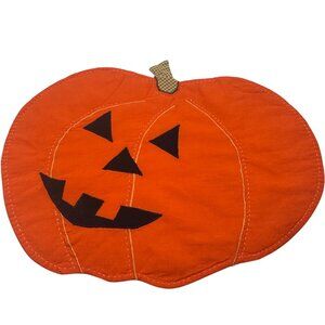 Pumpkin-Shaped Halloween Placemat With Smiling Jack-O-Lantern Face